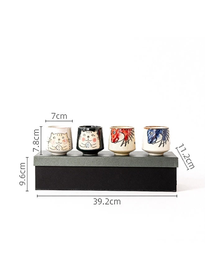 ROOMTONE Set Of 4 Coffee Cups, Tea Cups, Ceramic Cups Set, Lovely Cups, Janpanese Style, 150ml - Image 3